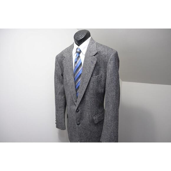 VTG Savile Row Tweed Handwoven Herringbone Wool Blazer Sports Jacket Mens 46 L - Picture 1 of 11